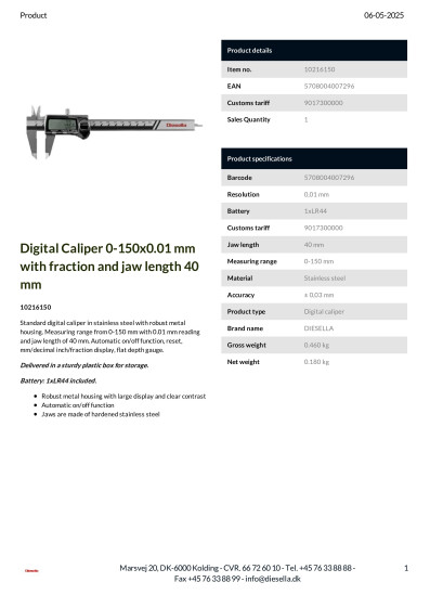Digital Caliper 0 150